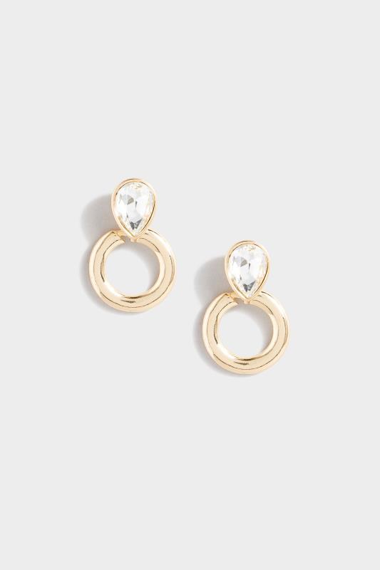 Gold Oval Diamante Hoop Earrings | Yours Clothing 3