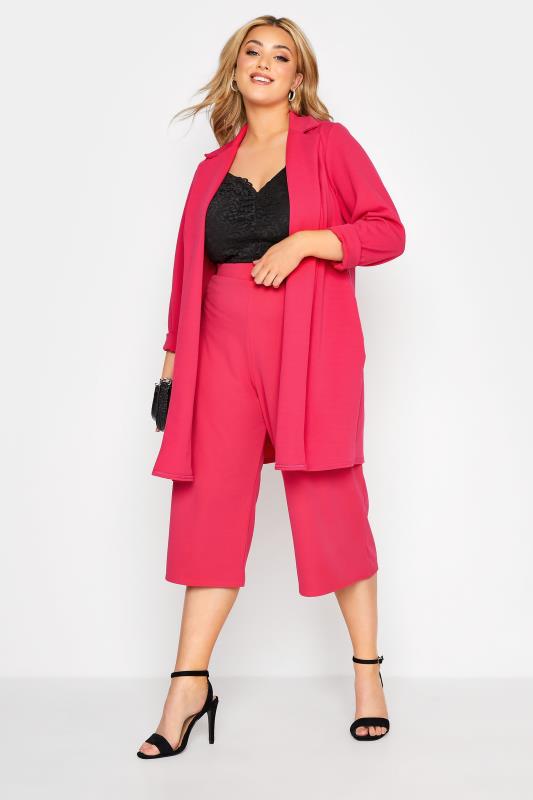 YOURS LONDON Curve Hot Pink Wide Leg Culottes_B.jpg