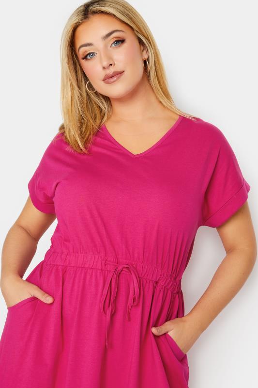 YOURS Plus Size Pink Tie Waist Mini Dress | Yours Clothing  5