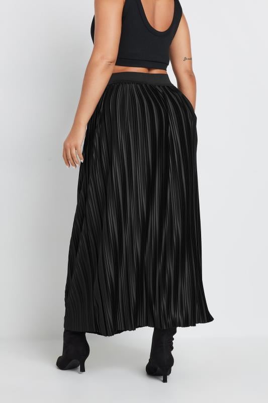 YOURS Plus Size Black Pleated Maxi Skirt | Yours Clothing 3