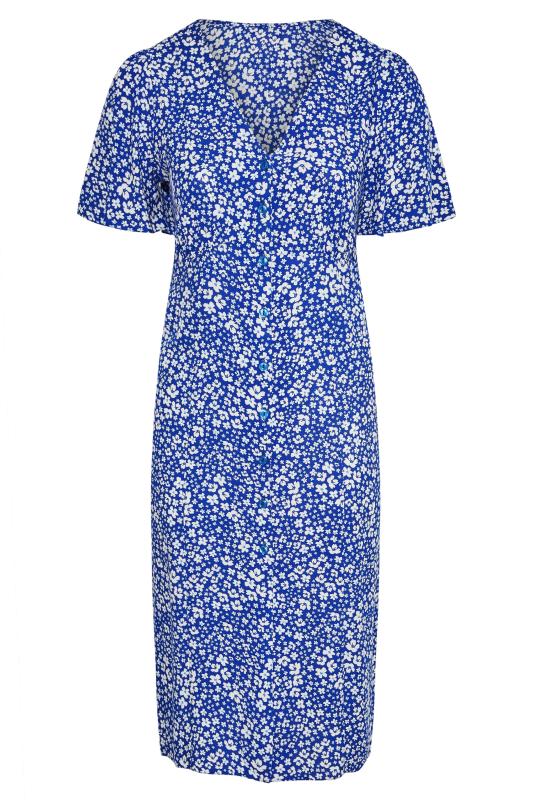YOURS LONDON Plus Size Blue Floral Button Through Tea Dress | Yours Clothing 5