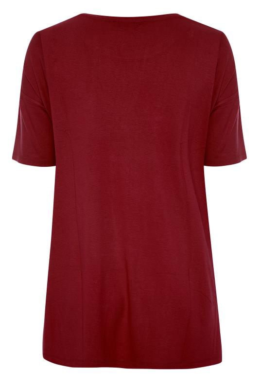 Plus Size Wine Red Oversized Jersey T-Shirt | Yours Clothing 7