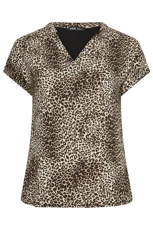 YOURS Curve Plus Size Light Brown Leopard Print Blouse | Yours Clothing  6