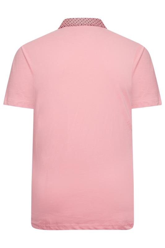 KAM Big & Tall Pink Premium Contrast Collar Polo Shirt | BadRhino 4