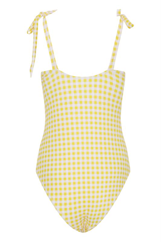 LTS Tall Yellow Gingham Tie Shoulder Swimsuit 6