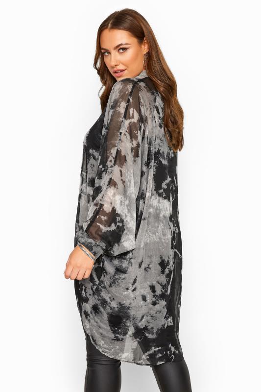 Grey Tie Dye Chiffon Oversized Shirt 