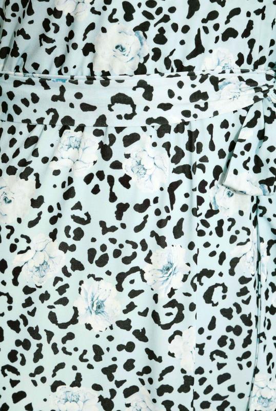 YOURS LONDON Curve Blue Leopard Print Halter Neck Maxi Dress 5