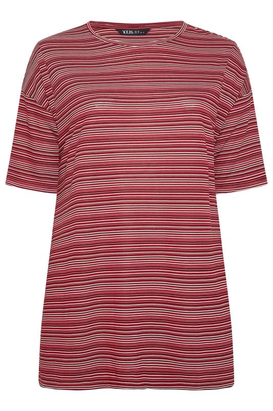 YOURS Curve Red Striped Oversized Top | Yours 5