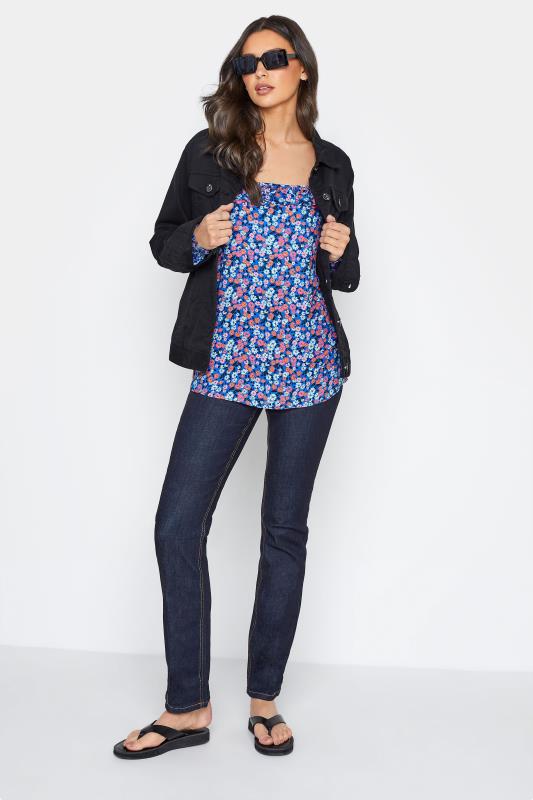 LTS Tall Blue Ditsy Floral Square Neck Top 2