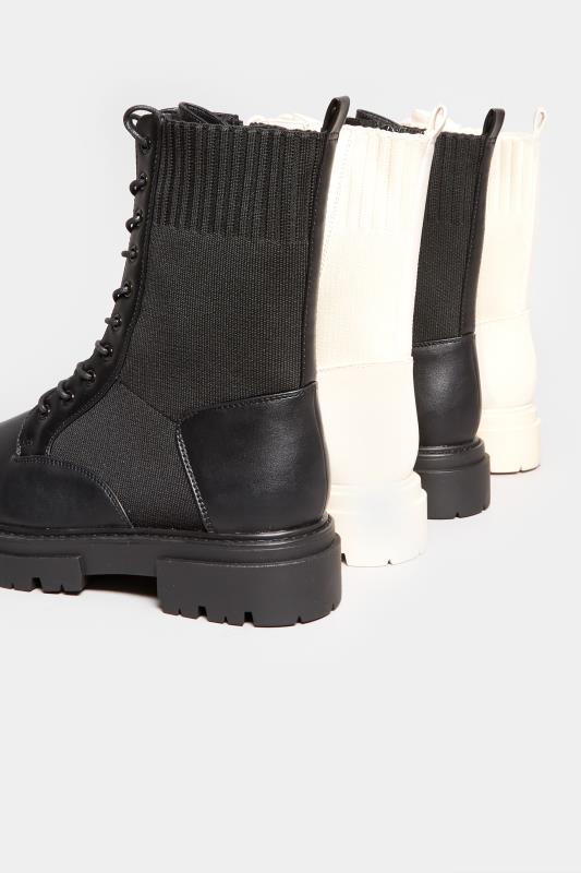 LIMITED COLLECTION Black Sock Lace Up Boots In Wide E Fit & Extra Wide EEE Fit | Yours Clothing 7