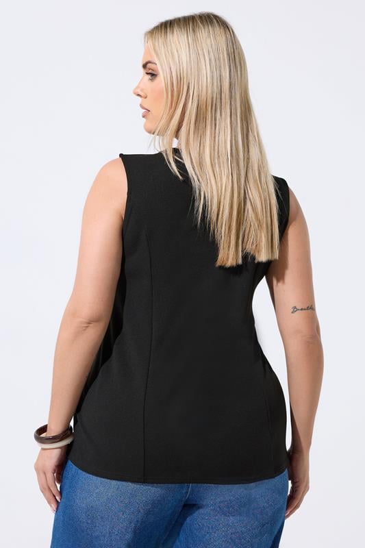 YOURS Plus Size Black Asymmetric Button Waistcoat | Yours Clothing 2