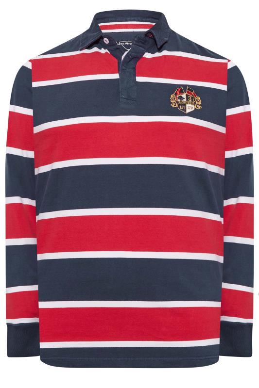 RAGING BULL Big & Tall Navy Blue & Red Stripe Rugby Polo Shirt | BadRhino 3