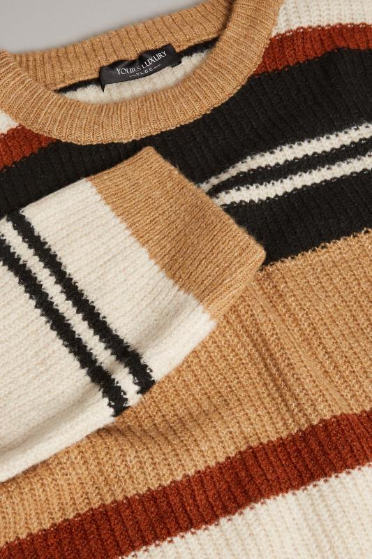 YOURS LUXURY Plus Size Brown Stripe Longline Jumper | Yours Clothing 6