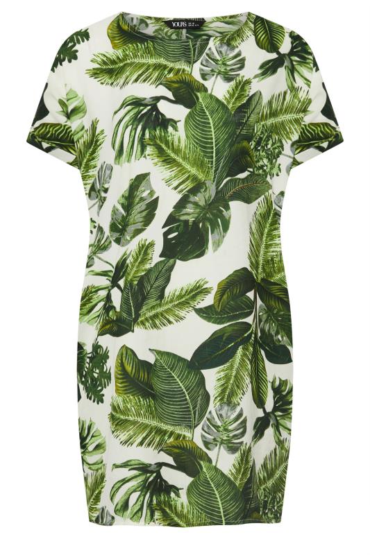 YOURS Plus Size Green Tropical Leaf Print Tunic Dress | Yours Clothing 5
