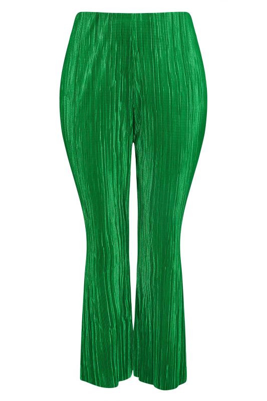 LIMITED COLLECTION Curve Bright Green Plisse Kick Flare Trousers_X.jpg