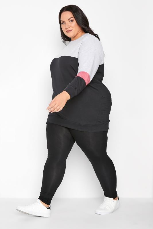 Plus Size Black Varsity Colour Block Sweatshirt | Yours Clothing 2