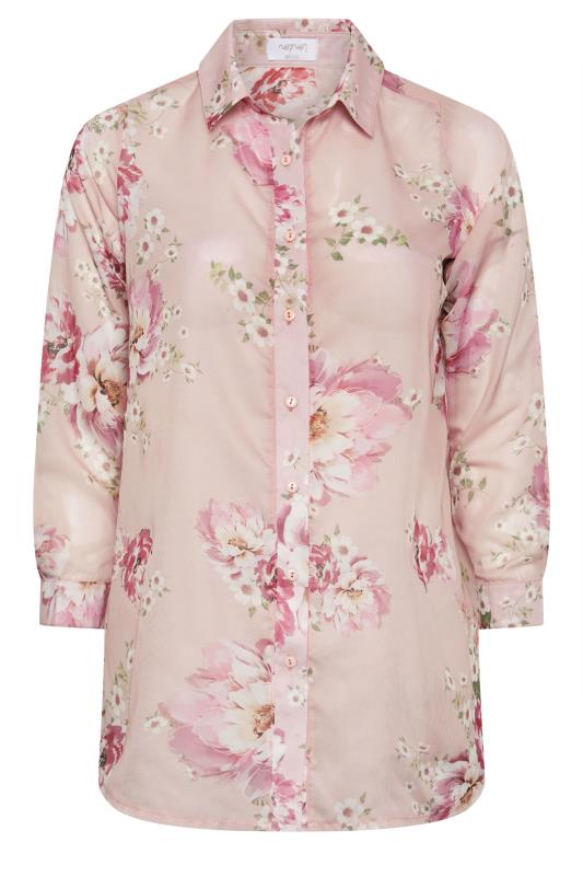 YOURS LONDON Plus Size Pink Floral Boyfriend Shirt | Yours Clothing 5