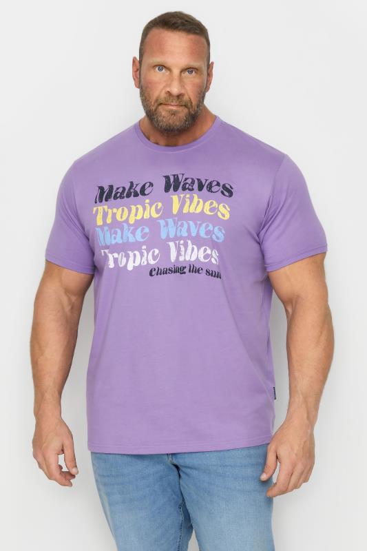 Men's  BadRhino Big & Tall Purple 'Make Waves' Slogan T-Shirt