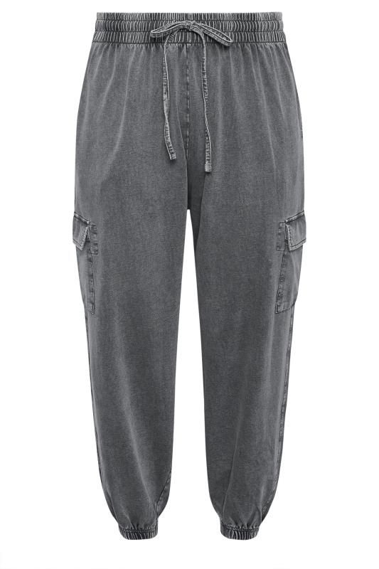 LIMITED COLLECTION Plus Size Grey Acid Wash Cuffed Cargo Joggers | Yours Clothing 5