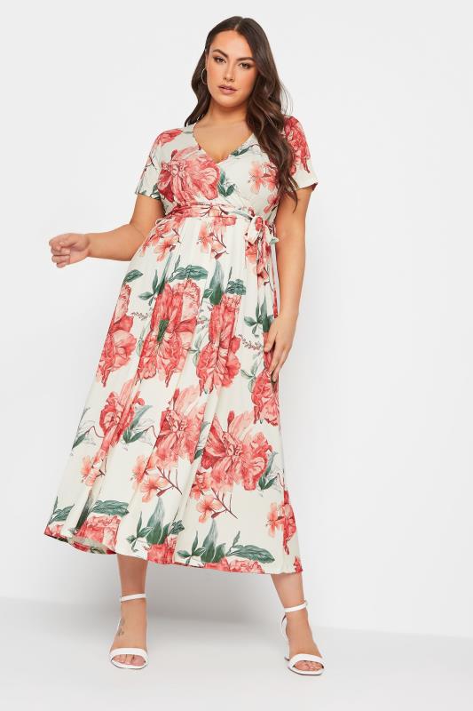 YOURS Plus Size White Floral Print Wrap Dress | Yours Clothing 2