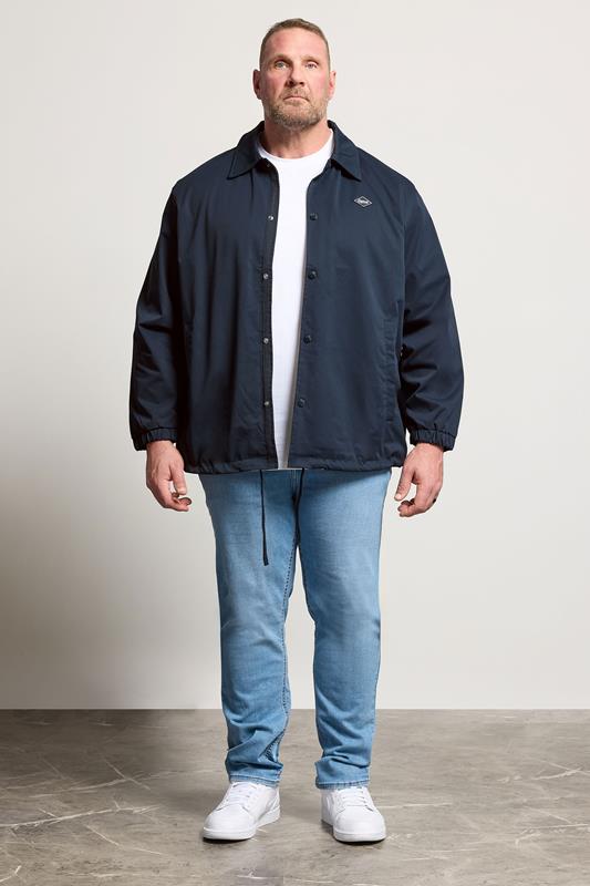 JACK & JONES Big & Tall Navy Blue Button Up Jacket | BadRhino 1