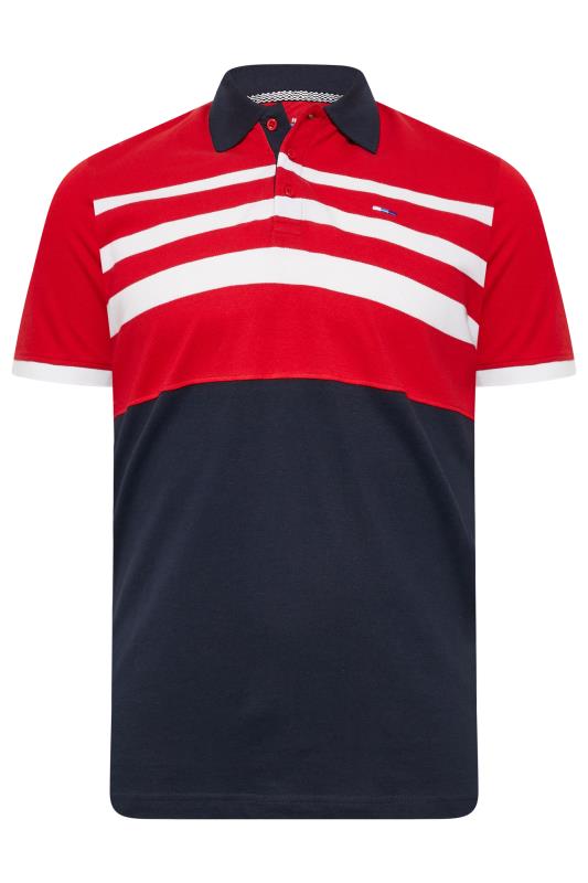 BadRhino Big & Tall Blue & Red Contrast Stripe Polo Shirt | BadRhino 3