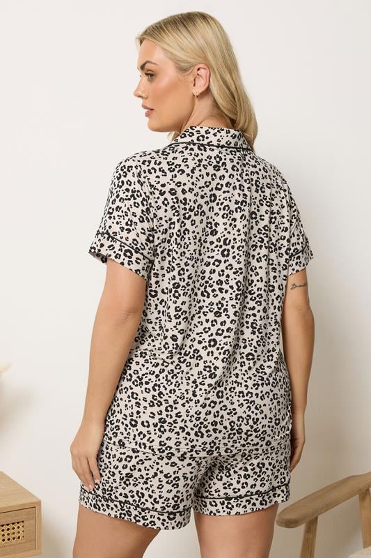 YOURS Plus Size Natural Brown Leopard Pyjama Set | Yours Clothing 2