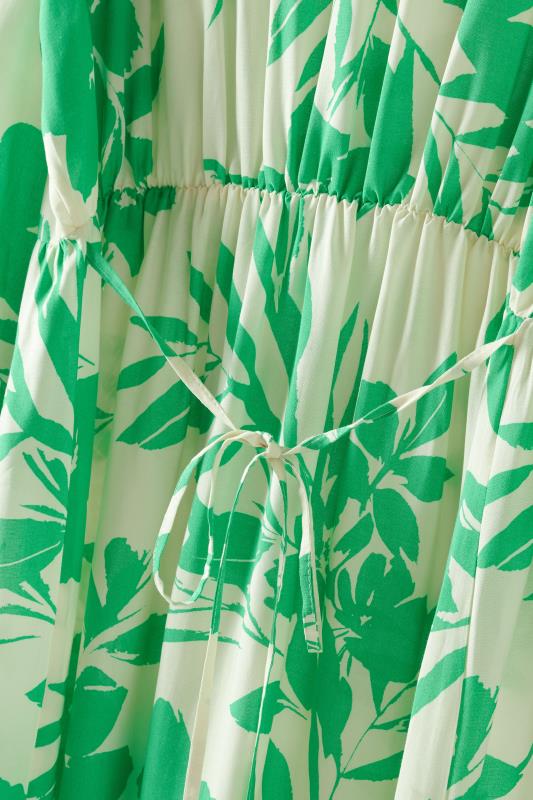 EVANS Plus Size Green & White Floral Print Midi Dress | Evans 8