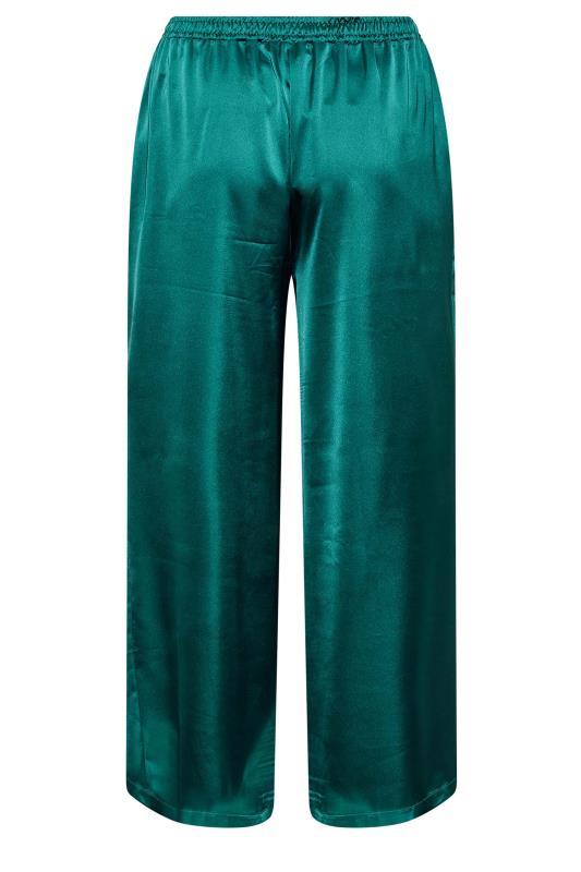 Plus Size Green Satin Wide Leg Trousers | Yours Clothing 6