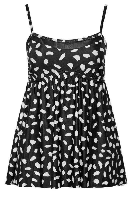 Plus Size Black Dalmatian Print Mesh Panel Tummy Control Swim Dress | Yours Clothing 6
