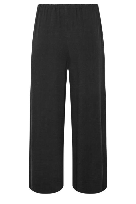LTS Tall Black Wide Leg Cropped Linen Look Trousers 4
