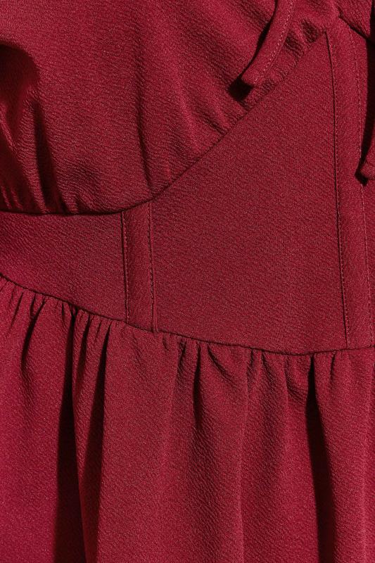 LIMITED COLLECTION Plus Size Burgundy Red Corset Detail Peplum Top | Yours Clothing 5
