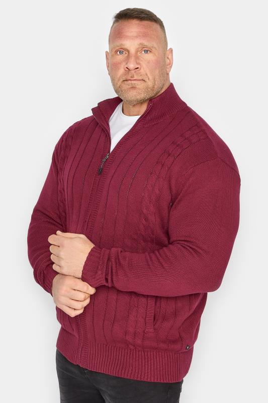 Men's  KAM Big & Tall Red Cable Knit Cardigan