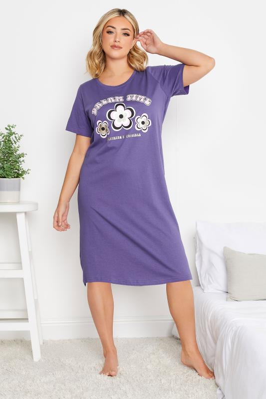 YOURS Plus Size Curve Purple 'Dream Time' Nightdress | Yours Clothing 2