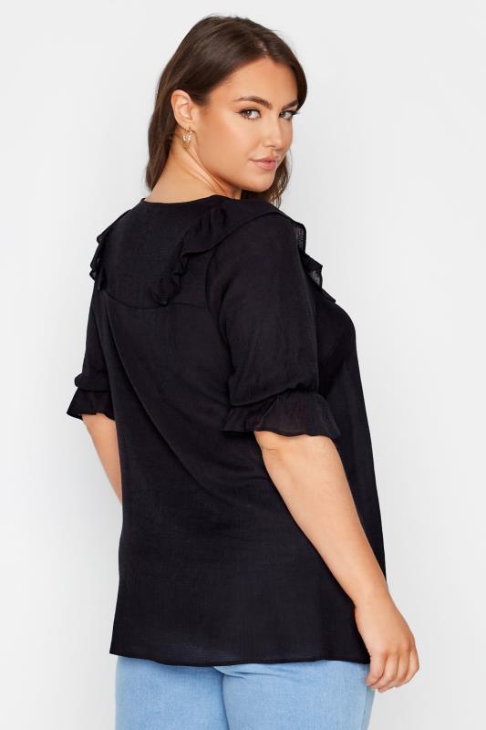 LIMITED COLLECTION Plus Size Black Frill Blouse | Yours Clothing 3