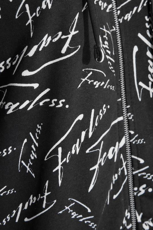 Plus Size Black 'Fearless' Zip Through Hoodie | Yours Clothing 5
