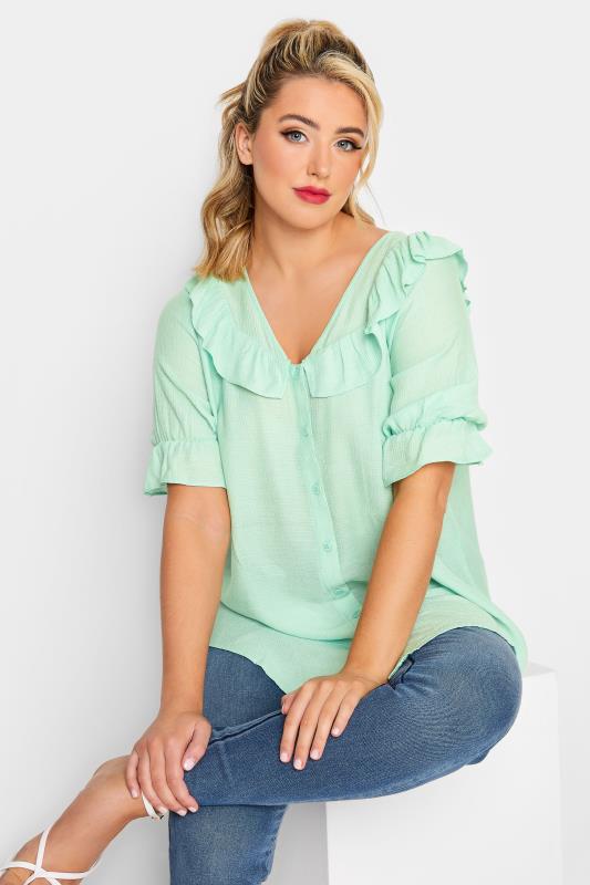 LIMITED COLLECTION Plus Size Mint Green Frill Blouse | Yours Clothing 4
