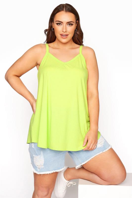LIMITED COLLECTION Lime Green Ribbed Swing Cami_A.jpg
