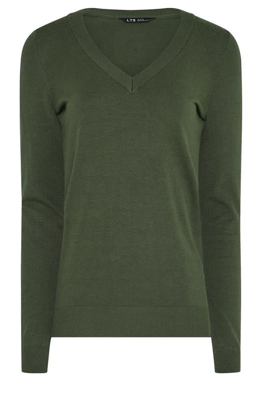 LTS Tall Olive Green Knit V-Neck Jumper | Long Tall Sally 5