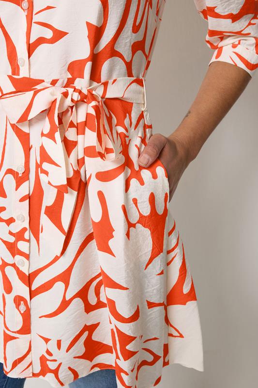 M&Co Orange Floral Belted Tunic Shirt | M&Co 4