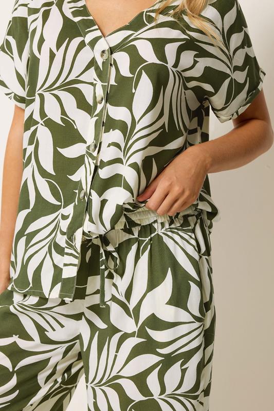 M&Co Khaki Green Leaf Print Blouse and Trousers Set | M&Co 4