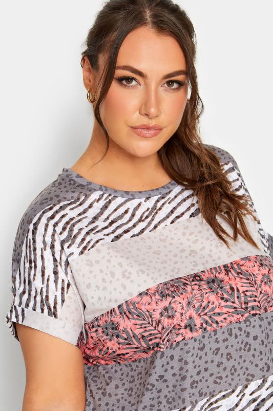 YOURS Curve Beige Brown Stripe Animal Print T-Shirt | Yours Clothing  4