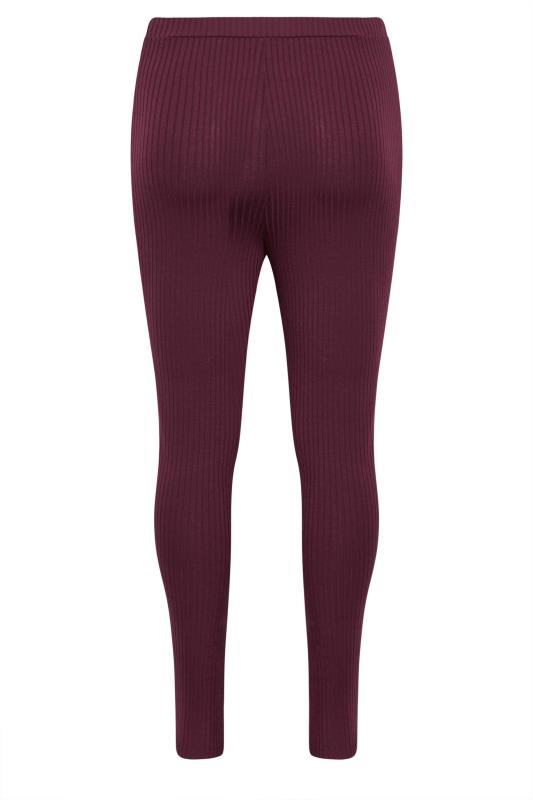YOURS Plus Size Burgundy Red Ribbed Leggings | Yours Clothing 5