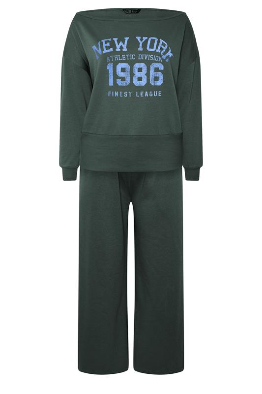 YOURS Plus Size Grey 'New York' Off Shoulder Sweatshirt & Jogger Set | Yours Clothing 6