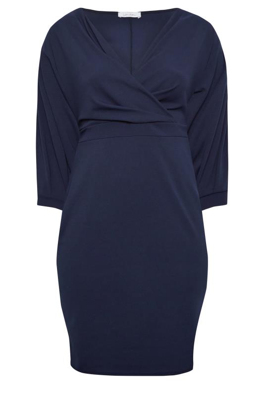 YOURS LONDON Plus Size Navy Blue Drop Shoulder Wrap Dress | Yours Clothing 6