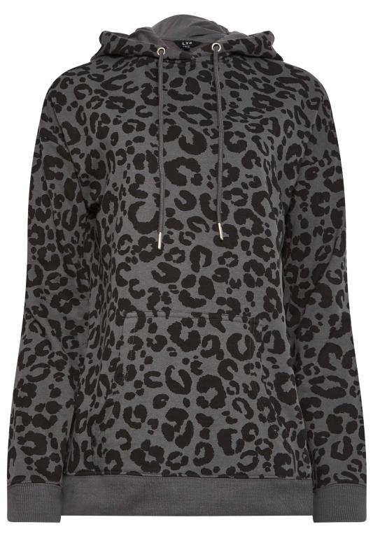 LTS Tall Charcoal Grey Leopard Print Hoodie | Long Tall Sally  7