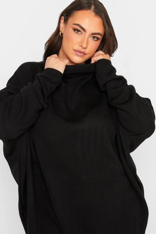 Plus Size Curve Black Oversized Knitted Jumper | Yours Clothing 4