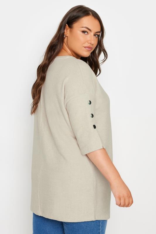 YOURS Plus Size NaturalBrown Soft Touch Button Top | Yours Clothing 3