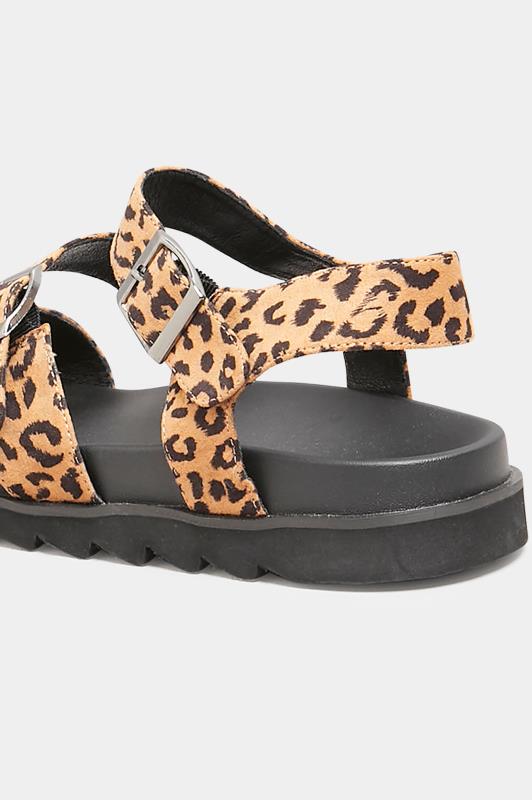 Black Leopard Print Buckle Sandals In Extra Wide Fit | Yours Clothing 4