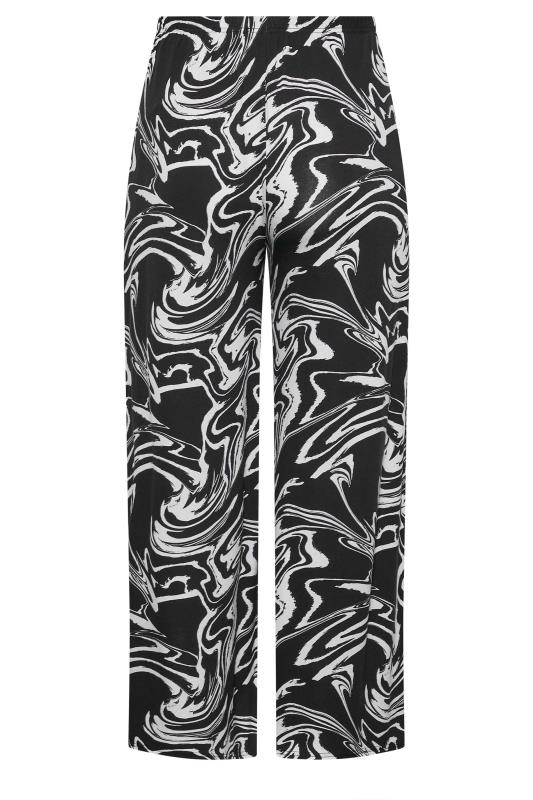 BUMP IT UP MATERNITY Plus Size Black Marble Print Stretch Wide Leg Trousers | Yours Clothing 5